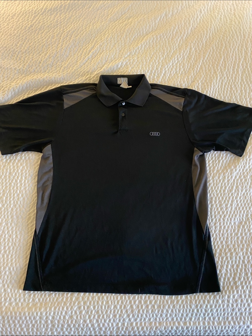 Men's Black Polo with Gray Accents - Audi Logo
